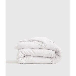 Quince Full / Queen European Linen Double Flange Duvet Cover White $154
